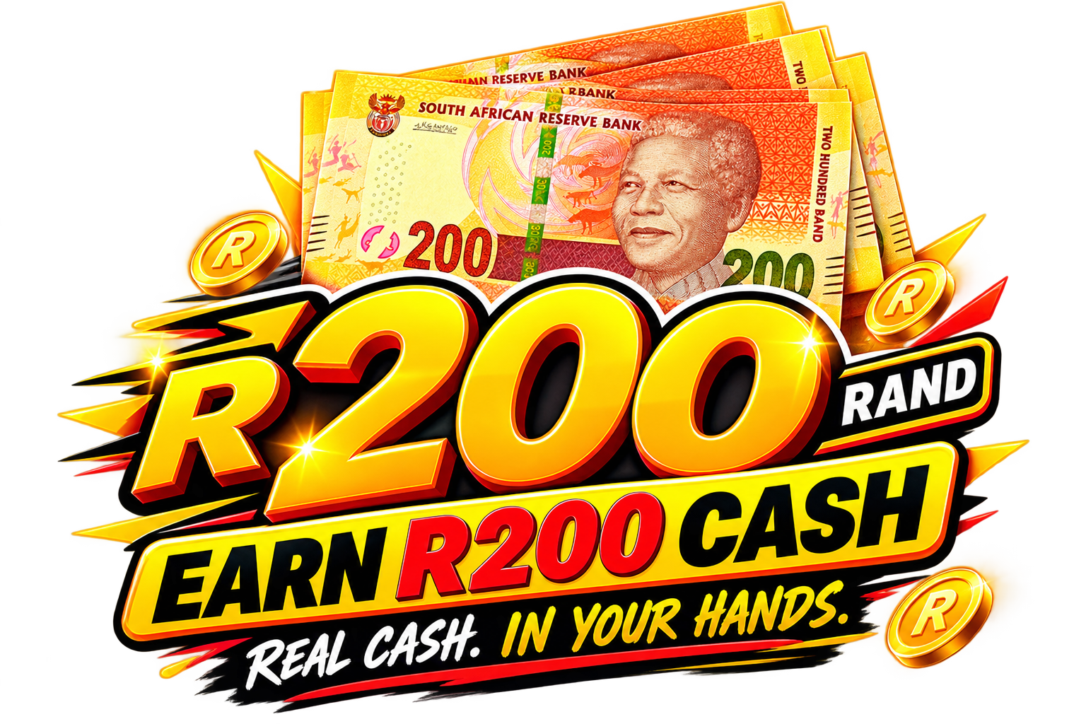 R200 South African rand cash reward